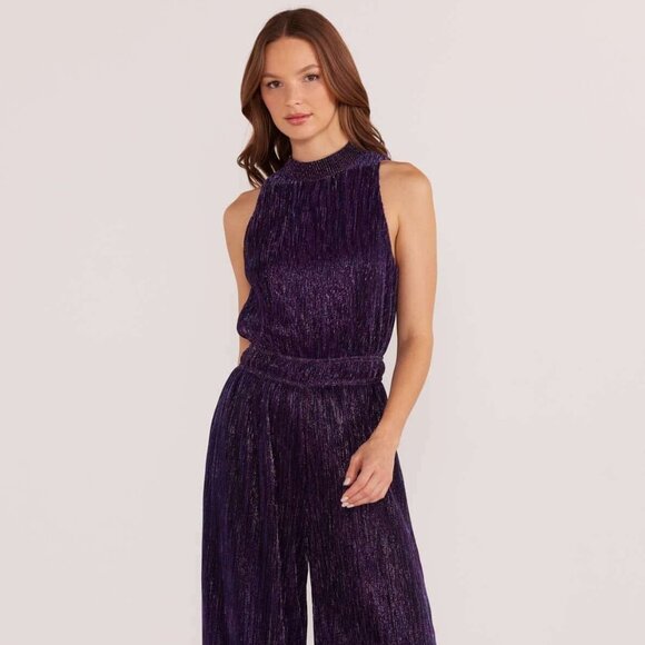 MINKPINK Enya Lurex Plisse Jumpsuit - Size Medium - Picture 2 of 6